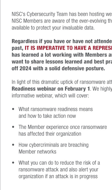 REMINDER: Join NISC for a Critical Cybersecurity Webinar Focusing on ...